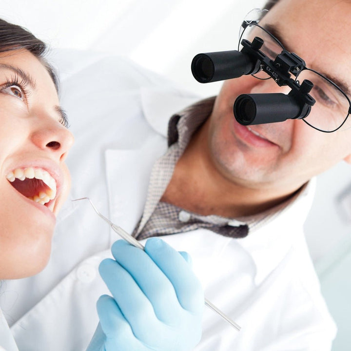 ILDL-770 6.0x Magnification Dental Loupes, Prismatic Keplerian Style Titanium Frame, Dental Surgical Medical Binocular 45mm Field of View + 25mm Depth of Field + 420mm Working Distance, Flip-Up Flexible Optical Glass Loupe Dentistry - Instrulife
