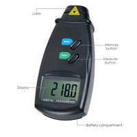 ILTA-828 Digital Laser Non-Contact Photo Tachometer RPM Measurer with LED Laser for HVAC Automotive Tool - Instrulife