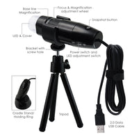 ILDM-729 USB Portable Digital Microscope 10x - 200x Magnification 8 LED, Handheld Video Recording with Stand, Photo, High Resolution - Instrulife