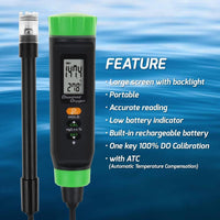 ILWQ-383 Digital Rechargeable DO Meter Dissolved Oxygen Tester with Floating Probe Long Cable Electrode, ATC - Instrulife