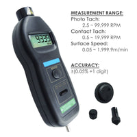 ILTA-829 2in1 Digital Contact and Non-Contact Tachometer Laser / Photo m/min RPM Auto Ranging - Instrulife
