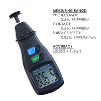 ILTA-745 2in1 Digital Laser Photo Tachometer Non-Contact & Contact RPM Gauge CE Marking Handheld Tester - Instrulife
