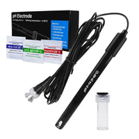 ILWQ-312 High Accuracy pH Electrode with Calibration Powder, 0-14 pH Probe with BNC Connector & 300cm Cable for Wide Application - Instrulife