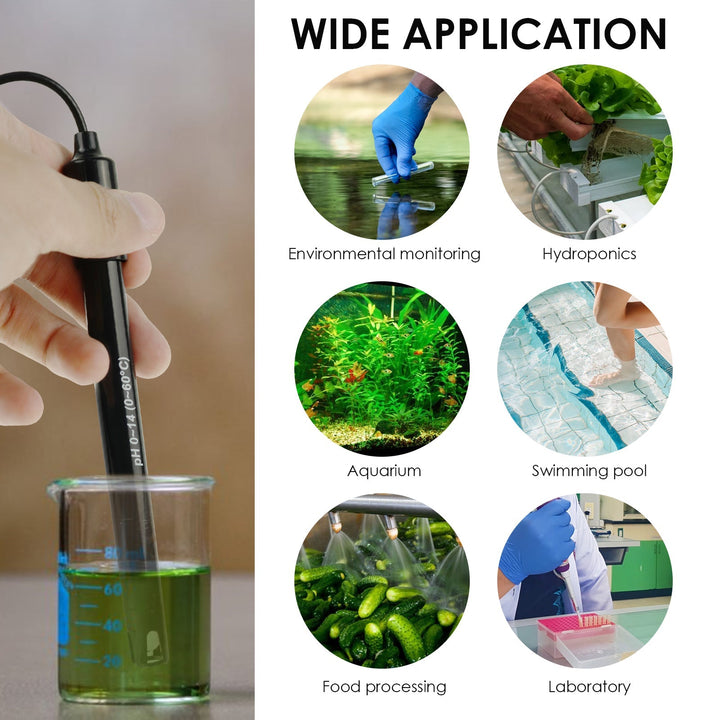 ILWQ-312 High Accuracy pH Electrode with Calibration Powder, 0-14 pH Probe with BNC Connector & 300cm Cable for Wide Application - Instrulife