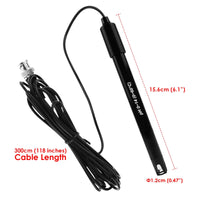 ILWQ-312 High Accuracy pH Electrode with Calibration Powder, 0-14 pH Probe with BNC Connector & 300cm Cable for Wide Application - Instrulife