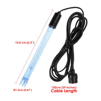ILWQ-313 Accurate & Fast Combination pH Electrode w/ Long BNC Connector Cable & Calibration Powder, 0~14 pH Measurement Range for Sea Water and Acid Rain - Instrulife