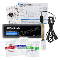 ILWQ-314 Replacement pH Electrode with Calibration Powder, 0-14 pH Highly Accurate Probe with BNC Connector & 200cm Cable for Continuous Liquid Measurement - Instrulife