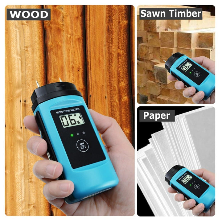 ILMM-1015 Digital Wood & Building Material Moisture Meter Tester w/ LED Indicator, Sawn Timber Cardboard Paper Mortar Concrete Plaster Environment Temperature, for Woodworking Woodworker Handcrafter - Instrulife