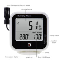 ILTH-1019 Digital Indoor / Outdoor Thermo-Hygrometer Thermometer Measure Dew Point & Relative Humidity RH - Instrulife
