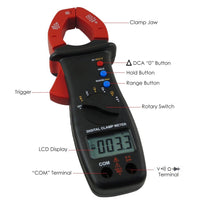 ILAU-1032 Digital Clamp Meter Multimeter DC AC Voltage Current Resistance Diode Continuity Tester LCD Display - Instrulife