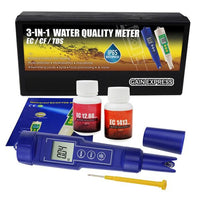 ILWQ-126 3-in-1 Digital EC / CF / TDS Meter Combo Water Quality Tester IP65 Waterproof Conductivity with ATC Aquarium, Hydroponic, Laboratories, Environmental Monitoring Test Tool Kit - Instrulife