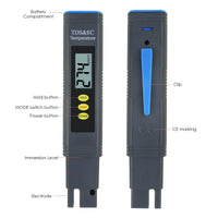 ILWQ-302 Pentype 2-in-1 TDS / EC Meter with ATC Digital Water Quality Tester Temperature Measurement for Water Analysis Hydroponics Aquaculture - Instrulife