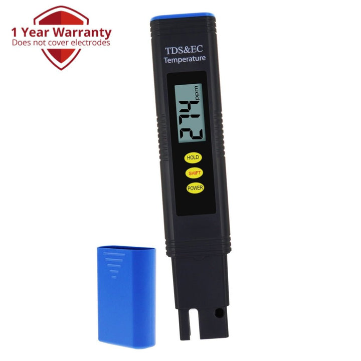 ILWQ-302 Pentype 2-in-1 TDS / EC Meter with ATC Digital Water Quality Tester Temperature Measurement for Water Analysis Hydroponics Aquaculture - Instrulife
