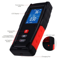 ILEM-280 Digital EMF Tester Electric and Magnetic Field Radiation Detector Temperature Measure with Color-screen Display and Rechargeable Battery Handheld Tool - Instrulife