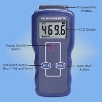 ILEM-427 Solar Power Meter Sun Light Radiation Testing for Solar Energy Research Meteorology Agriculture Sun Light Energy Measuring Tool - Instrulife