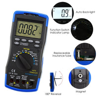 ILAU-214 Auto-Ranging LCD Digital Multimeter Engine Analyzer Tester DCV/ACV, RPM Tachometer, Dwell Angle, Current, Temperature, Resistance, Diode Continuity Test, Pulse Width - Instrulife