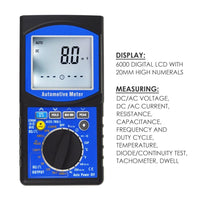 ILAU-215 Digital Engine Analyzer Automotive Multimeter 6000 Counts - DC AC Voltage, DC AC Current, Resistance, Capacitance, Frequency, Duty cycle, Temperature, Diode & Continuity Test, Tachometer, Dwell Angle, Pulse Width, Analog Signal Output - Instrulife