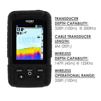 ILFF-55LiC 2-in-1 LUCKY Fishfinder Wireless/Wired Sensor English/Russian Menu 328ft/100m Waterproof Monitor Rechargeable Battery - Instrulife