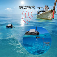 ILFF-138_CWLS LUCKY Color Display Boat Fish Finder Wireless Remote Control 300m/ 980ft Fishing Wireless Operating Range, 100m Depth Range, With Zoom Function, Shallow & Fish Alarm, Salt & Fresh Water, Ocean, Sea, River, Lake, Icy Water - Instrulife