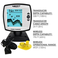 ILFF-140N2 LUCKY 2-in-1 Fish Finder 100m (Wired) / 45m (Wireless) Depth Sounder Sensor Transducer Fishfinder Fishing Detector Monitor - Instrulife