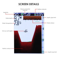 ILFF-335 Fish Finder Wireless Sonar Sensor 125kHz Frequency 45 Meters / 147 Feet Depth Alarm Function and Large LCD Display - Instrulife