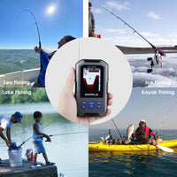 ILFF-335 Fish Finder Wireless Sonar Sensor 125kHz Frequency 45 Meters / 147 Feet Depth Alarm Function and Large LCD Display - Instrulife