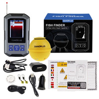 ILFF-335 Fish Finder Wireless Sonar Sensor 125kHz Frequency 45 Meters / 147 Feet Depth Alarm Function and Large LCD Display - Instrulife
