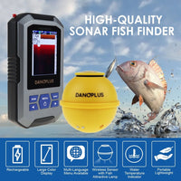 ILFF-335 Fish Finder Wireless Sonar Sensor 125kHz Frequency 45 Meters / 147 Feet Depth Alarm Function and Large LCD Display - Instrulife