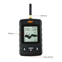 ILFF-11B Lucky Black Portable Wireless Fish Finder Locator with 45m (135ft) Depth & 120m (400ft) Wireless Range, Display Temperature/ Fish Size & Location Info, Fishing Gear Tools for Fresh & Salt water, Sea, Lake, River, Bottom Contour, 90° beam angle - Instrulife