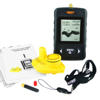 ILFF-11B Lucky Black Portable Wireless Fish Finder Locator with 45m (135ft) Depth & 120m (400ft) Wireless Range, Display Temperature/ Fish Size & Location Info, Fishing Gear Tools for Fresh & Salt water, Sea, Lake, River, Bottom Contour, 90° beam angle - Instrulife