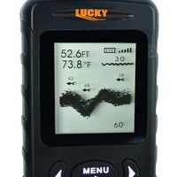 ILFF-11B Lucky Black Portable Wireless Fish Finder Locator with 45m (135ft) Depth & 120m (400ft) Wireless Range, Display Temperature/ Fish Size & Location Info, Fishing Gear Tools for Fresh & Salt water, Sea, Lake, River, Bottom Contour, 90° beam angle - Instrulife
