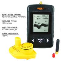ILFF-11B Lucky Black Portable Wireless Fish Finder Locator with 45m (135ft) Depth & 120m (400ft) Wireless Range, Display Temperature/ Fish Size & Location Info, Fishing Gear Tools for Fresh & Salt water, Sea, Lake, River, Bottom Contour, 90° beam angle - Instrulife