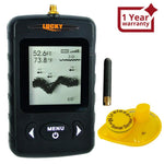 ILFF-11B Lucky Black Portable Wireless Fish Finder Locator with 45m (135ft) Depth & 120m (400ft) Wireless Range, Display Temperature/ Fish Size & Location Info, Fishing Gear Tools for Fresh & Salt water, Sea, Lake, River, Bottom Contour, 90° beam angle - Instrulife