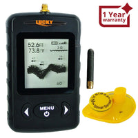 ILFF-11B Lucky Black Portable Wireless Fish Finder Locator with 45m (135ft) Depth & 120m (400ft) Wireless Range, Display Temperature/ Fish Size & Location Info, Fishing Gear Tools for Fresh & Salt water, Sea, Lake, River, Bottom Contour, 90° beam angle - Instrulife