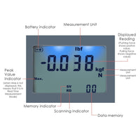 ILFM-207 Digital Force Meter Gauge Pull & Push Magnitude Test Tester Newtonmeter Newton N / kg / lb / g Measurement, for Manufacturing, Electronics, Building Hardware, Textile, Auto Parts - Instrulife