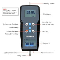 ILFM-207 Digital Force Meter Gauge Pull & Push Magnitude Test Tester Newtonmeter Newton N / kg / lb / g Measurement, for Manufacturing, Electronics, Building Hardware, Textile, Auto Parts - Instrulife