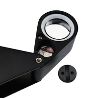 ILJL-247 15x 21mm Optic Glass Loupe 6 LED & UV Light Magnifier Jeweler Foldaway Pocket Black Frame Triplet Lens Magnifying Gem Jeweler Mechanics Photographer Hobbyist Watchmaker - Instrulife