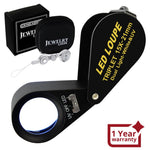 ILJL-247 15x 21mm Optic Glass Loupe 6 LED & UV Light Magnifier Jeweler Foldaway Pocket Black Frame Triplet Lens Magnifying Gem Jeweler Mechanics Photographer Hobbyist Watchmaker - Instrulife