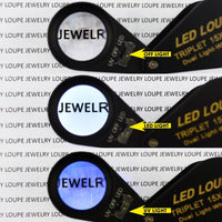 ILJL-247 15x 21mm Optic Glass Loupe 6 LED & UV Light Magnifier Jeweler Foldaway Pocket Black Frame Triplet Lens Magnifying Gem Jeweler Mechanics Photographer Hobbyist Watchmaker - Instrulife
