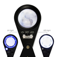 ILJL-248 20x Loupe 21mm Optical Glass Magnifier 6 LED Light & UV Light Mini Magnification Jeweller Black Frame Triplet Lens Jeweler Mechanics Photographer Hobbyist Coin Collector Arts & Crafts Machinist - Instrulife