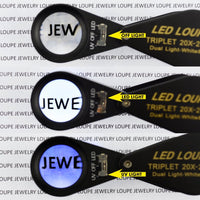 ILJL-248 20x Loupe 21mm Optical Glass Magnifier 6 LED Light & UV Light Mini Magnification Jeweller Black Frame Triplet Lens Jeweler Mechanics Photographer Hobbyist Coin Collector Arts & Crafts Machinist - Instrulife