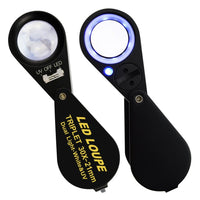 ILJL-249 30x Magnification Jewelry Gem Loupe with UV & 6 LED Light, 21mm Optical Glass Triplet Magnifiers Lens Portable Handheld Magnifying Tool Jeweller Stamp & Coin Collectors Foldaway And Black Frame Design Metal Body - Instrulife