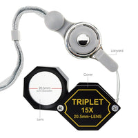 ILJL-251 15x Jewelry Loupe Magnifier 20.5mm Triplet Lens Achromatic Optical Glass Magnifying Tool Metal (Aluminum) Body Hexagonal Design Kit Set Magnification Loupe Black Frame - Instrulife