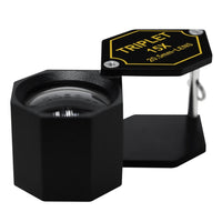 ILJL-251 15x Jewelry Loupe Magnifier 20.5mm Triplet Lens Achromatic Optical Glass Magnifying Tool Metal (Aluminum) Body Hexagonal Design Kit Set Magnification Loupe Black Frame - Instrulife