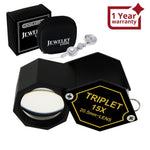 ILJL-251 15x Jewelry Loupe Magnifier 20.5mm Triplet Lens Achromatic Optical Glass Magnifying Tool Metal (Aluminum) Body Hexagonal Design Kit Set Magnification Loupe Black Frame - Instrulife
