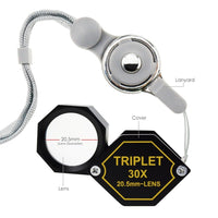 ILJL-253 30x Jeweler 20.5mm Gem Loupe Magnifiers Jewelry Triplet Lens Optical Glass Magnification For Professionals Hobbyists Stamp & Coin Mechanics Machinists - Instrulife