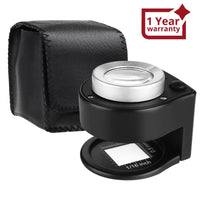 ILJL-309 30x Magnification Magnifying Glass Jewelers Loupe, 6 Lights Desktop Metal Magnifier Portable Folding Scale Eye Loop for Textile Optical Jewelry Tool Coins Currency Stamps (Rechargeable / Replaceable Battery) - Instrulife