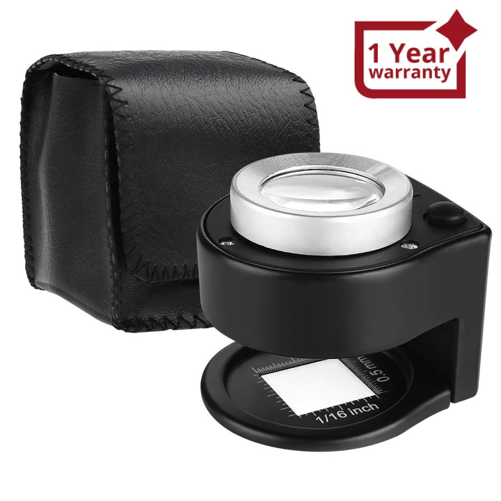ILJL-309 30x Magnification Magnifying Glass Jewelers Loupe, 6 Lights Desktop Metal Magnifier Portable Folding Scale Eye Loop for Textile Optical Jewelry Tool Coins Currency Stamps (Rechargeable / Replaceable Battery) - Instrulife