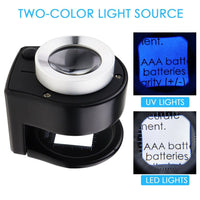 ILJL-309 30x Magnification Magnifying Glass Jewelers Loupe, 6 Lights Desktop Metal Magnifier Portable Folding Scale Eye Loop for Textile Optical Jewelry Tool Coins Currency Stamps (Rechargeable / Replaceable Battery) - Instrulife