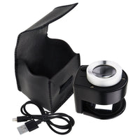 ILJL-309 30x Magnification Magnifying Glass Jewelers Loupe, 6 Lights Desktop Metal Magnifier Portable Folding Scale Eye Loop for Textile Optical Jewelry Tool Coins Currency Stamps (Rechargeable / Replaceable Battery) - Instrulife